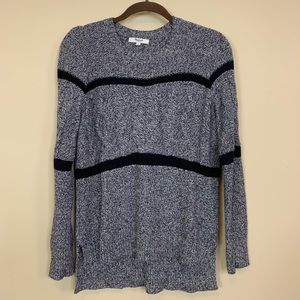 Madewell Gray Crewneck Hi-Lo Cable Knit Sweater